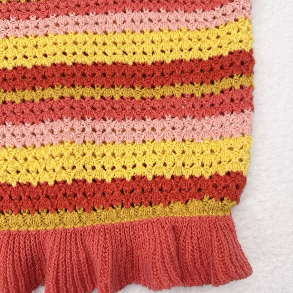 Lush Knit Tank Top Size Small Striped Crochet Indie Boho Y2K Crop‎ Festival - Picture 3 of 8